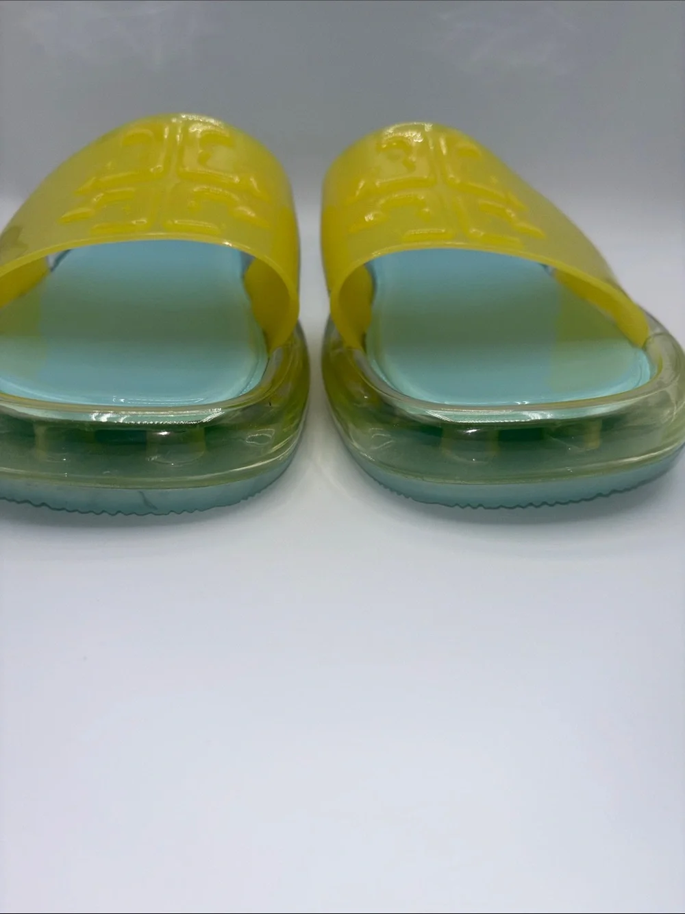 Tory Burch Yellow & Light Blue Jelly Slide Sandals
